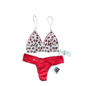 Petite padded triangle Bralette and lace thong Set NWT 2 piece set Hanky Panky